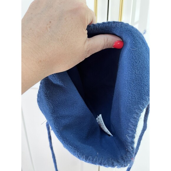 Polarn O Pyret Wind Fleece Winter Hat Red Blue Sweden 9mths-2 yrs Wool - Picture 5 of 9